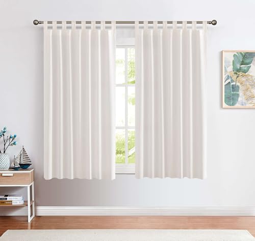 CKNY Gardinen Schlaufenschal Voile Fenster Vorhang Mit Schlaufen Halb Transparent Schlafzimmer Wohnzimmer 2 Stück 145 cm x 140 cm (H x B) Weiß von CKNY