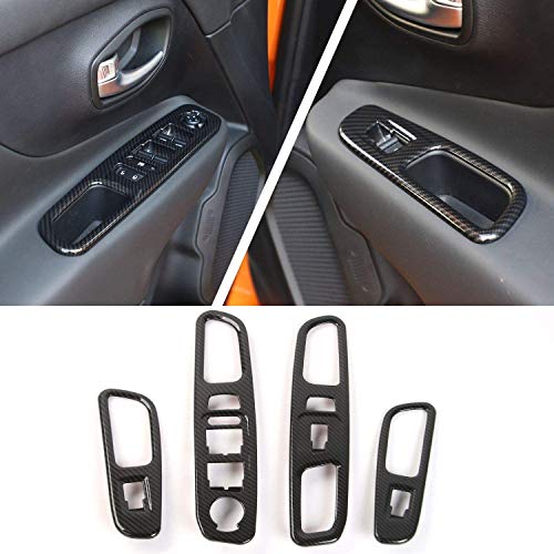 CKPEOR 4 stücke Kohlefaser Autofenster Hubschalter Button Panelabdeckung Zierrahmen Aufkleber für Jeep Renegade 2015-2020 CKPEOR 4 stücke Kohlefaser Autofenster Hubschalter Button Panelabdeckung Zierrahmen Aufkleber für Jeep Renegade 2015-2020 von CKPEOR
