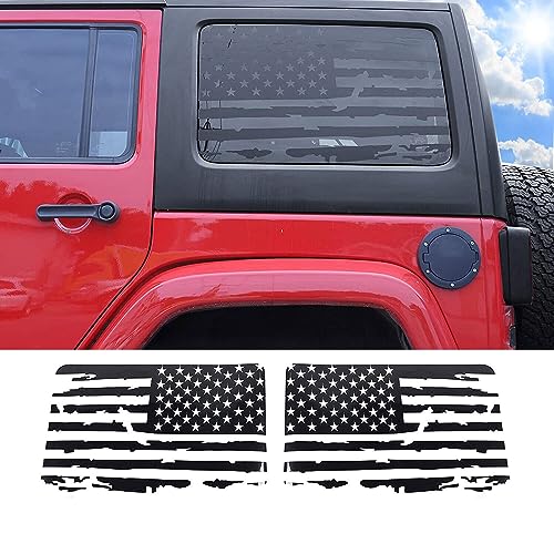 CKPEOR Hardtop Echtes Fenster Amerikanische Flagge Aufkleber Vinyl Aufkleber für Jeep Wrangler 2011-2018 JK JKU 4 Tür, 1 Paar von CKPEOR