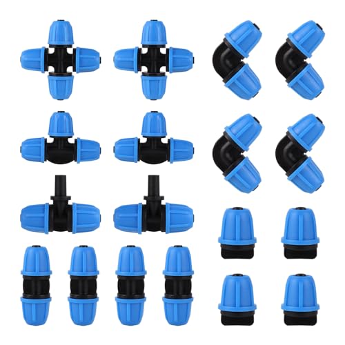 CKQshenKouyicKQ 1/4 "Schlauch Wasserrohr Blau Anschluss T-Endstück Verbindungsstück 6mm Düsenkupplung Garten Mikro-Bewässerungsadapter Bewässerungsrohrverschraubung(T-Through Type) von CKQshenKouyicKQ