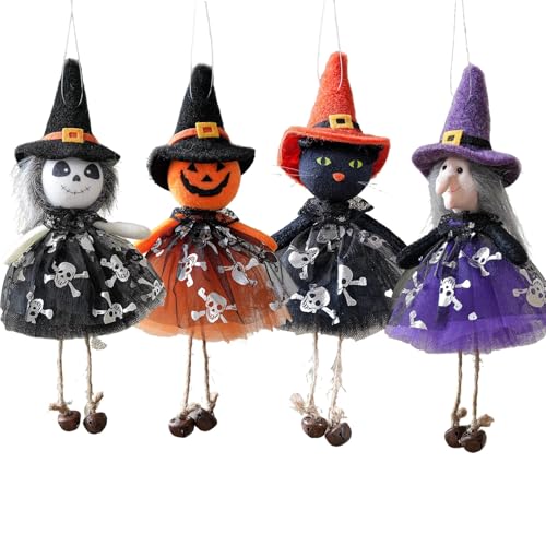 CKQshenKouyicKQ 4 Stück 2025 Halloween-Hängeornamente mit Glöckchen, Halloween-Dekoanhänger, Hallows' Eve-Ornament, Halloween-Party-Dekoration CKQshenKouyicKQ 4 Stück 2025 Halloween-Hängeornamente mit Glöckchen, Halloween-Dekoanhänger, Hallows' Eve-Ornament, Halloween-Party-Dekoration von CKQshenKouyicKQ