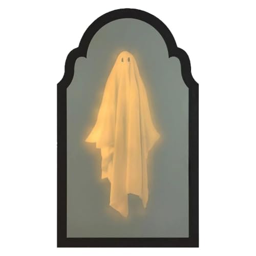 CKQshenKouyicKQ Halloween Wohnaccessoires Niedlicher Geisterspiegel Nachtlicht Geisterspiegel Halloween Spukspiegel Gruseliger Geisterstreich Dekor(Warm Light B,50X24cm) von CKQshenKouyicKQ