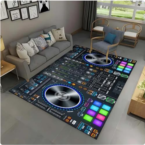 CKSEKD DJ Musik Bildschirm Tastatur Bereich Teppich, Teppich Teppich für Wohnzimmer Schlafzimmer Sofa Doormat Spiel Fußmatte Geschenk 80X150cm von CKSEKD