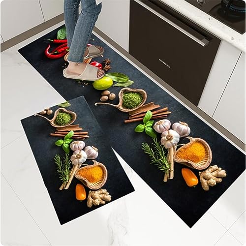 CKSEKD Gemüsekörner Gewürze Küchenmatte Rechteck Fußmatte Schlafzimmer Zuhause Bodendekor Badezimmer Anti-Rutsch-Teppich 40×120cm 1pcs von CKSEKD