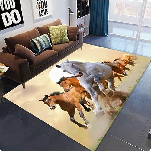 CKSEKD Tier Laufendes Pferd 3D Teppich Crawl Spielteppiche Für Zuhause Wohnzimmer Fußmatten Kinderzimmer Dekor 100×160cm von CKSEKD