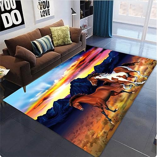 CKSEKD Tier Laufendes Pferd 3D Teppich Crawl Spielteppiche Für Zuhause Wohnzimmer Fußmatten Kinderzimmer Dekor 160×230cm von CKSEKD