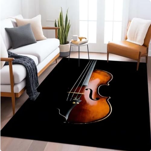 CKSEKD Violine Instrument Muster Wohnzimmer Schlafzimmer Teppich Nachttisch Bad Bodenmatte Muster Bereich Teppich Dekor 160x230cm von CKSEKD