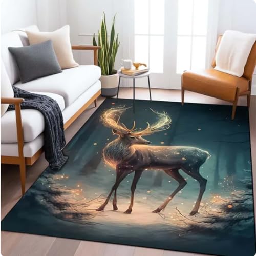 Deer Art Muster Wohnzimmer Schlafzimmer Teppich Nachttisch Bad Bodenmatte Bereich Teppich Home Decor Spielmatte 40×60cm von CKSEKD
