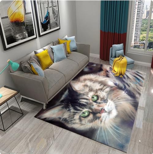 Farbe Ölgemälde Katze Teppich Tür für Badezimmer Küche Eingang rutschfeste Teppiche Home Decor Bodenmatte 160x230cm von CKSEKD