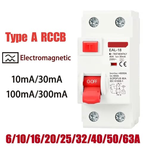 2P 32A 10/30/100/300mA Type A RCCB RCD ELCB Electromagnetic Residual Current Circuit Breaker Differential Breaker Safety Switch(2P 100mA,10A) von CKTEBIYKK