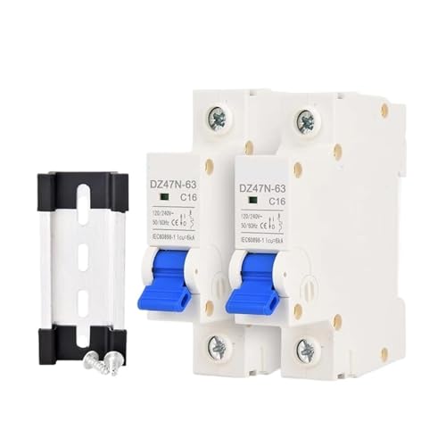 2Pcs Set AC Miniature Circuit Breaker 1Pole 6A 10A 16A 20A 25A 32A 40A 50A 63A 120/240V Thermal Magnetic Trip Din Rail Mount(63A 2pcs) von CKTEBIYKK