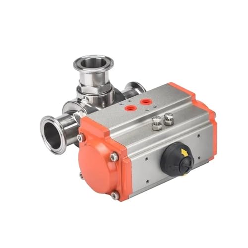 3 Way Pneumatic Quick Mount T-type/L-type Stainless Steel Sanitary Clamp DN38 DN51 316 Ball Valve(T-DN38 AT63,316) von CKTEBIYKK