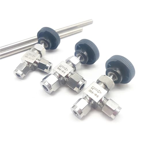304 Stainless steel needle valve double ferrule 6mm 8mm 10mm gas path right angle type globe valve(8mm) von CKTEBIYKK