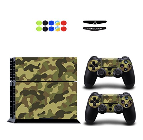 Skin for PS4, Chickwin Design Folie Aufkleber Sticker schützende Haut Schale für Sony Playstation 4 Konsole und 2 Dualshock Controller Skins + 10 pc Silikon Thumb Grips + 2pc zufällig Light Bar (Armee Grün) Skin for PS4, Chickwin Design Folie Aufkleber Sticker schützende Haut Schale für Sony Playstation 4 Konsole und 2 Dualshock Controller Skins + 10 pc Silikon Thumb Grips + 2pc zufällig Light Bar (Armee Grün) von Chickwin