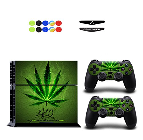 Skin for PS4, Chickwin Design Folie Aufkleber Sticker schützende Haut Schale für Sony Playstation 4 Konsole und 2 Dualshock Controller Skins + 10 pc Silikon Thumb Grips + 2pc zufällig Light Bar (Blatt Grün) Skin for PS4, Chickwin Design Folie Aufkleber Sticker schützende Haut Schale für Sony Playstation 4 Konsole und 2 Dualshock Controller Skins + 10 pc Silikon Thumb Grips + 2pc zufällig Light Bar (Blatt Grün) von Chickwin