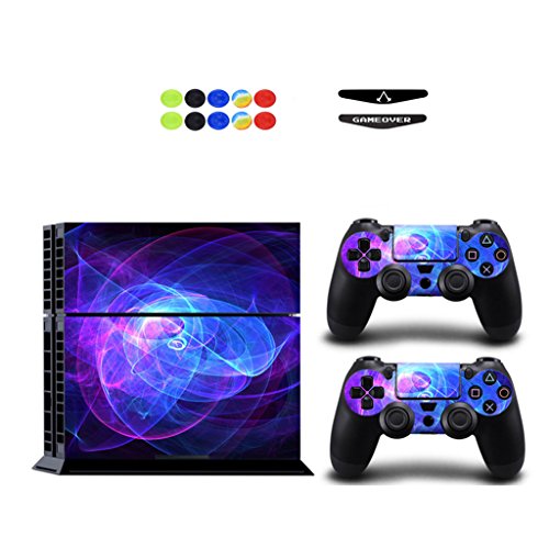 Skin for PS4, Chickwin Design Folie Aufkleber Sticker schützende Haut Schale für Sony Playstation 4 Konsole und 2 Dualshock Controller Skins + 10 pc Silikon Thumb Grips + 2pc zufällig Light Bar (Spulen Lila) Skin for PS4, Chickwin Design Folie Aufkleber Sticker schützende Haut Schale für Sony Playstation 4 Konsole und 2 Dualshock Controller Skins + 10 pc Silikon Thumb Grips + 2pc zufällig Light Bar (Spulen Lila) von Chickwin