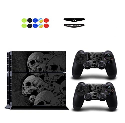 Skin for PS4, Chickwin Design Folie Aufkleber Sticker schützende Haut Schale für Sony Playstation 4 Konsole und 2 Dualshock Controller Skins + 10 pc Silikon Thumb Grips + 2pc zufällig Light Bar (Schädel) Skin for PS4, Chickwin Design Folie Aufkleber Sticker schützende Haut Schale für Sony Playstation 4 Konsole und 2 Dualshock Controller Skins + 10 pc Silikon Thumb Grips + 2pc zufällig Light Bar (Schädel) von Chickwin