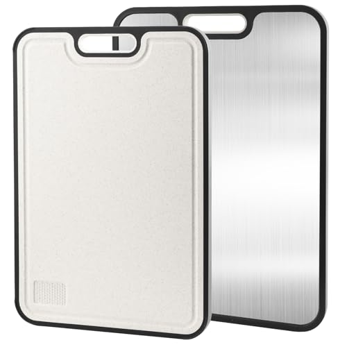 Schneidebrett für die Küche, doppelseitiges Schneidebrett aus 304 Edelstahl,Double Sided Steel Cutting Boards for kitchen,Stainless Steel/Wheat straw pp,Kitchen Gifts Easy to Clean15.6”×10.6” Schneidebrett für die Küche, doppelseitiges Schneidebrett aus 304 Edelstahl,Double Sided Steel Cutting Boards for kitchen,Stainless Steel/Wheat straw pp,Kitchen Gifts Easy to Clean15.6”×10.6” von CKductpro