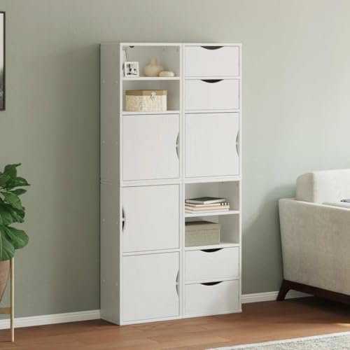 Beistellschränke 4 STK. ODDA Weiß gartenschrank Schrank for Innenraum Büro 40x24x79 cm Massivholz Kiefer von CKioict
