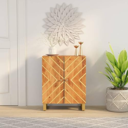 CKioict Beistellschrank Braun und Schwarz gartenschrank kleiderschrank for Wohnzimmer Innenraum 60x33,5x75cm Massivholz Mango von CKioict