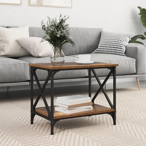 CKioict Beistelltisch mit Regal Altholz Wohnzimmer möbel Couch Tisch for Esszimmer Innenraum 55 x 38 x 45 cm Holzwerkstoff von CKioict