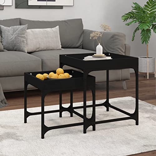 CKioict Beistelltische 2 STK. Schwarz Holzwerkstoff Coffee Table wohnzimmertisch for Wohnzimmer Esszimmer von CKioict