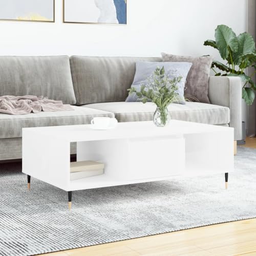 CKioict Beistelltische fürs Wohnzimmer Sofatisch Couch beistelltisch Couchtisch Hochglanz-Weiß 104x60x35 cm HolzwerkstoffGeeignet für Wohnzimmer, Kaffeehaus, Hotel von CKioict