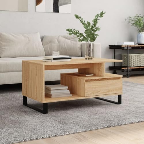 CKioict Beistelltische fürs Wohnzimmer Sofatisch Couch beistelltisch Couchtisch Sonoma-Eiche 90x49x45 cm HolzwerkstoffGeeignet für Wohnzimmer, Kaffeehaus, Hotel von CKioict