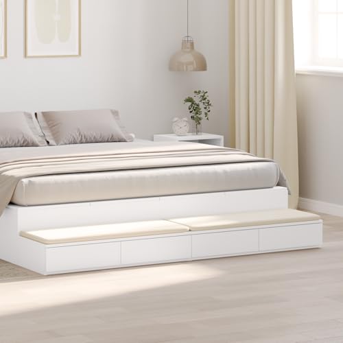 CKioict Bett-Schubladen Weiß nachtschrank nachttisch for Wohnzimmer Schlafzimmer 180x36,5x16,5 cm aus Holzwerkstoff von CKioict