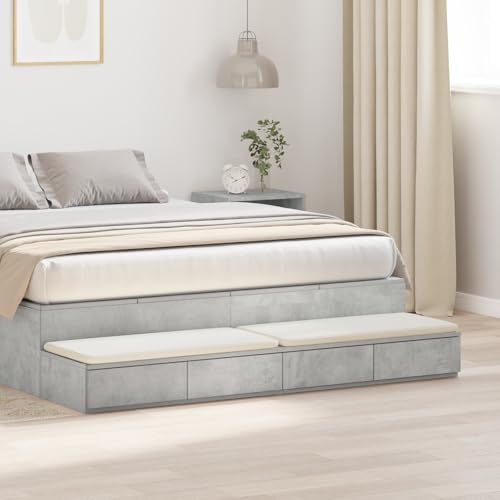 CKioict Bett-Schubladen in Betongrau, kommode mit schubladen Bedside Table for Zimmer Wohnzimmer 140 x 36,5 x 16,5 cm, aus Holzwerkstoff von CKioict