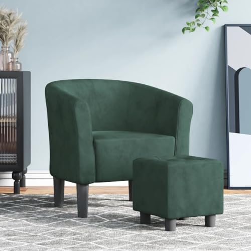 CKioict Clubsessel mit Fußhocker Dunkelgrün Samt Stuhl schminktisch Lounge Sessel for Innenraum Balkon von CKioict