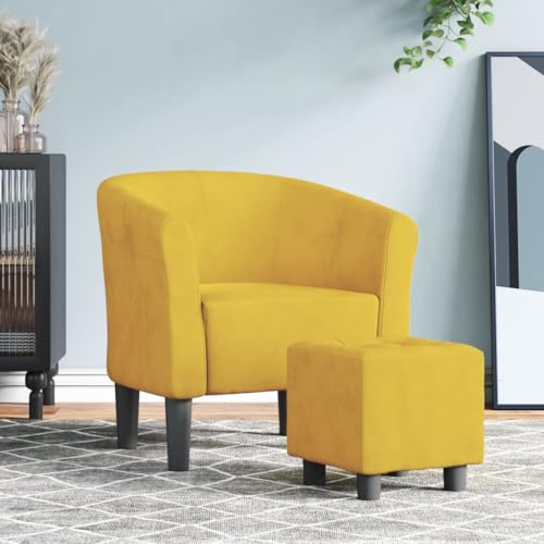 CKioict Clubsessel mit Fußhocker Gelb Samt lesesessel Lounge Sessel for Büro Innenraum von CKioict