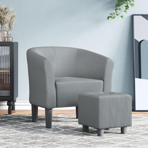 CKioict Clubsessel mit Fußhocker Hellgrau Stoff Chair lesesessel for Schlafzimmer Büro von CKioict