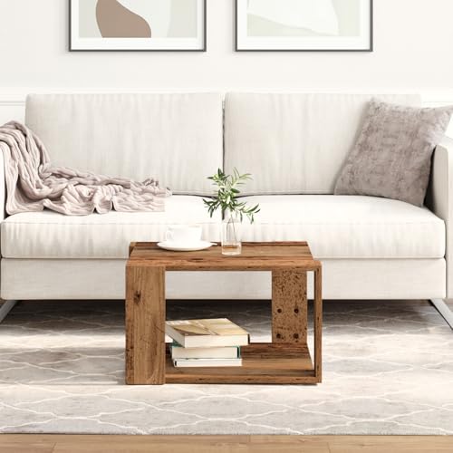 CKioict Couchtisch Altholz Wohnzimmer möbel Coffee Table for Wohnzimmer Innenraum 51,5x51,5x30 cm Holzwerkstoff von CKioict