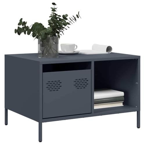 CKioict Couchtisch Anthrazit Tisch Wohnzimmer wohnzimmertisch for Innenraum Wohnzimmer 68,5x50x43,5 cm Kaltgewalzter Stahl von CKioict