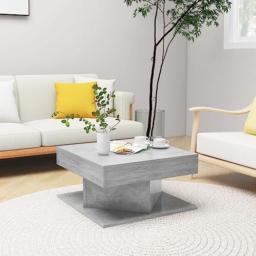 CKioict Couchtisch Betongrau couchtisch Coffee Table for Wohnzimmer Innenraum 57x57x30 cm Holzwerkstoff von CKioict