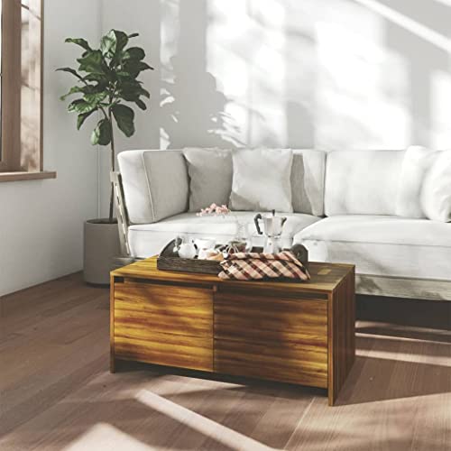 CKioict Couchtisch Braun Eichen-Optik Couchtische Coffee Table for Innenraum Esszimmer 90x50x41,5 cm Holzwerkstoff von CKioict