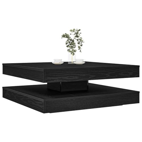 CKioict Couchtisch Couchtische Couch Tisch for Innenraum Wohnzimmer 360-Grad Drehbar Schwarz Eichen-Optik 90x90x34,5 cm von CKioict