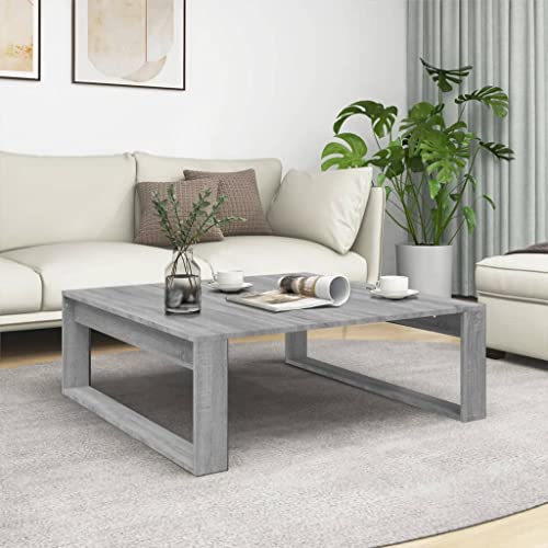 CKioict Couchtisch Grau Sonoma couchtisch Coffee Table for Wohnzimmer Esszimmer 100x100x35 cm Holzwerkstoff von CKioict
