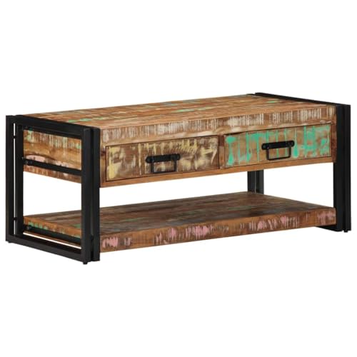 CKioict Couchtisch Mehrfarbig Couchtische Coffee Table for Esszimmer Wohnzimmer 90x50x38 cm Altholz Massiv von CKioict