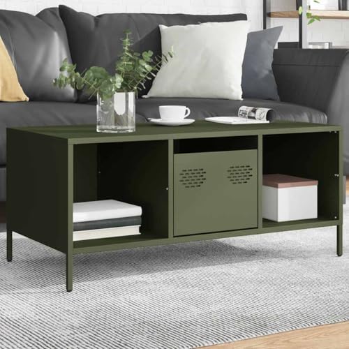 CKioict Couchtisch Olivgrün Couchtische Tisch Wohnzimmer for Innenraum Esszimmer 101,5x50x43,5 cm Kaltgewalzter Stahl von CKioict