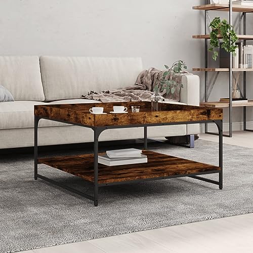 CKioict Couchtisch Räuchereiche Couch Tisch Coffee Table for Innenraum Wohnzimmer 80x80x45 cm Holzwerkstoff und Eisen CKioict Couchtisch Räuchereiche Couch Tisch Coffee Table for Innenraum Wohnzimmer 80x80x45 cm Holzwerkstoff und Eisen von CKioict