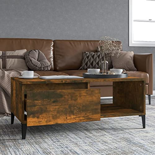 CKioict Couchtisch Räuchereiche Couchtische Couch Tisch for Esszimmer Innenraum 90x50x36,5 cm Holzwerkstoff von CKioict