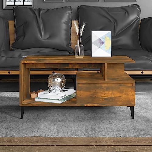 CKioict Couchtisch Räuchereiche Couchtische Couch Tisch for Esszimmer Wohnzimmer 90x49x45 cm Holzwerkstoff von CKioict