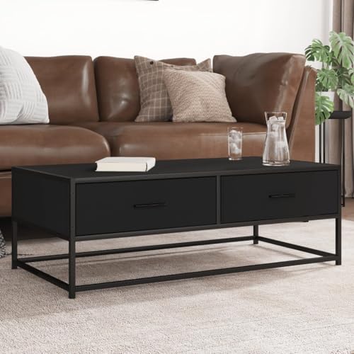 CKioict Couchtisch Schwarz Coffee Table Wohnzimmer möbel for Wohnzimmer Innenraum 100x50x35 cm Holzwerkstoff und Metall von CKioict