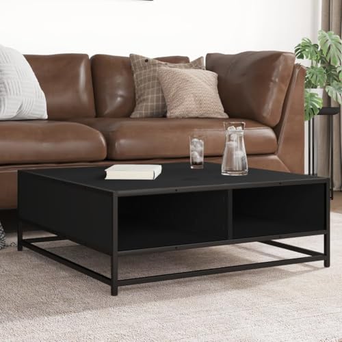 CKioict Couchtisch Schwarz Wohnzimmer möbel Tisch Wohnzimmer for Esszimmer Innenraum 80x80x30 cm Holzwerkstoff und Metall von CKioict