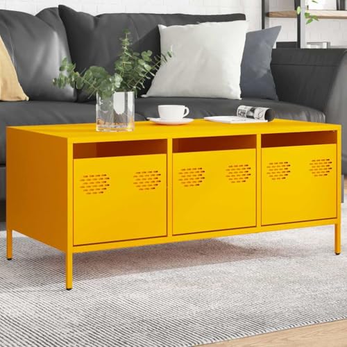 CKioict Couchtisch Senfgelb Wohnzimmer möbel couchtisch for Esszimmer Innenraum 101,5x50x43,5 cm Kaltgewalzter Stahl von CKioict