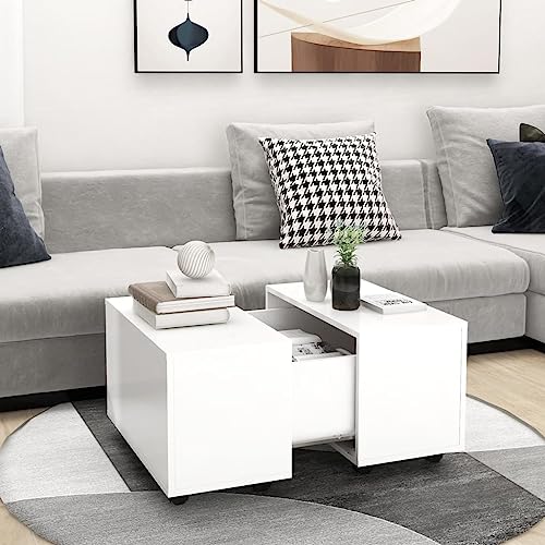 CKioict Couchtisch Weiß Coffee Table Couchtische for Innenraum Wohnzimmer 60x60x38 cm Holzwerkstoff von CKioict