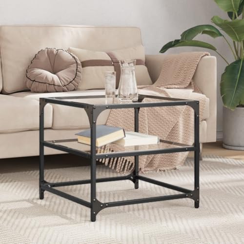 CKioict Couchtisch mit Glasplatte Transparent Couch Tisch couchtisch for Wohnzimmer Innenraum 50x50x45 cm Stahl CKioict Couchtisch mit Glasplatte Transparent Couch Tisch couchtisch for Wohnzimmer Innenraum 50x50x45 cm Stahl von CKioict