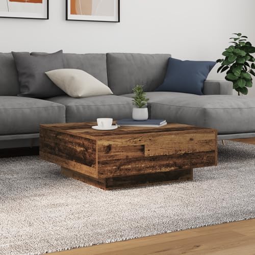CKioict Couchtisch mit LED-Leuchten Altholz Tisch Wohnzimmer wohnzimmertisch for Innenraum Wohnzimmer 80x80x31 cm von CKioict
